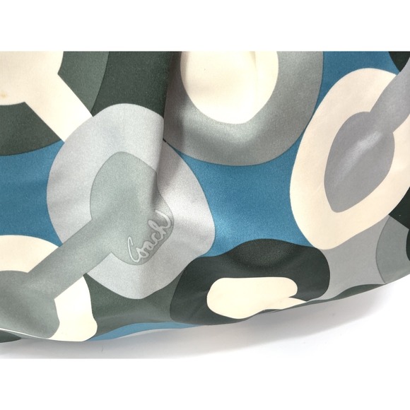 Coach Signature C Logo Print Hobo Shoulder Bag Gray Blue Silver - Picture 7 of 9